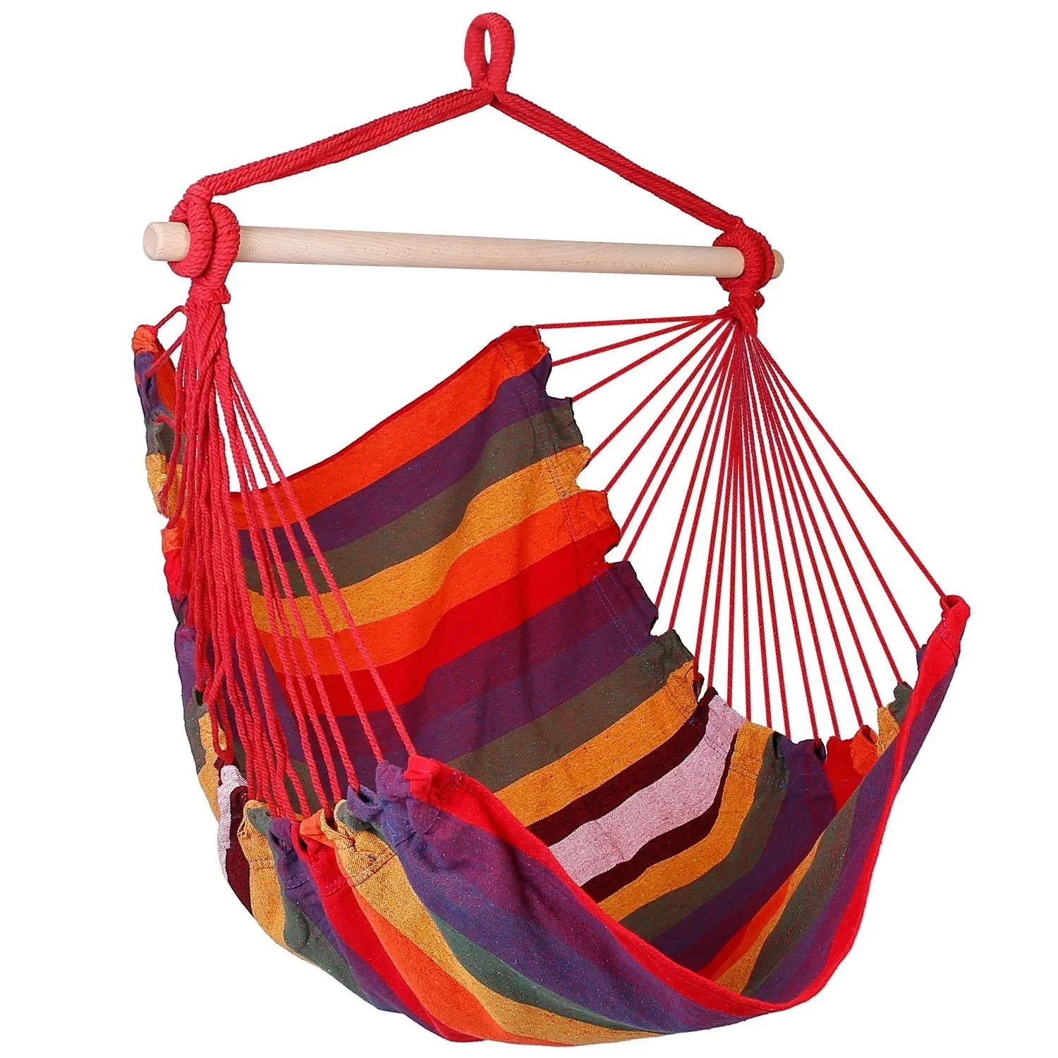 Comfort Hanging Hammock Chair, Rope Swing Chair w/ 2 Cushions for Indoor/Outdoor