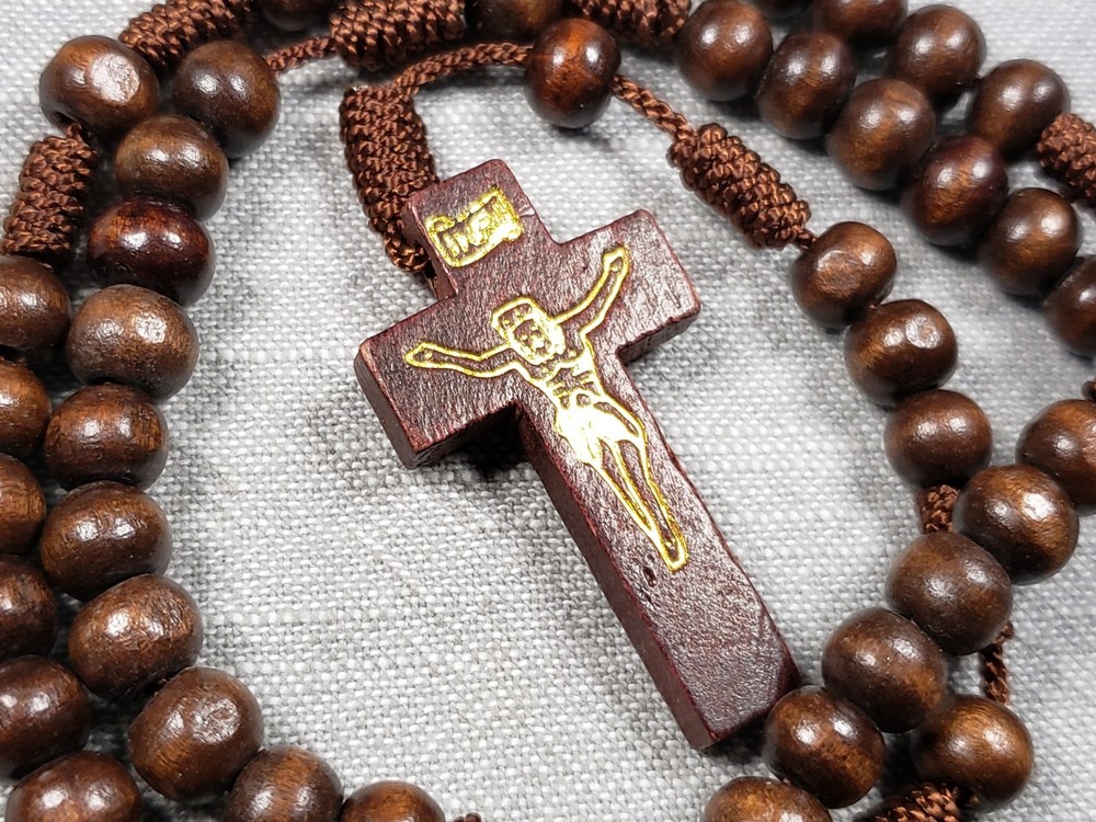 Beautiful Rosary Wood Beads Religious Christian Gift C15