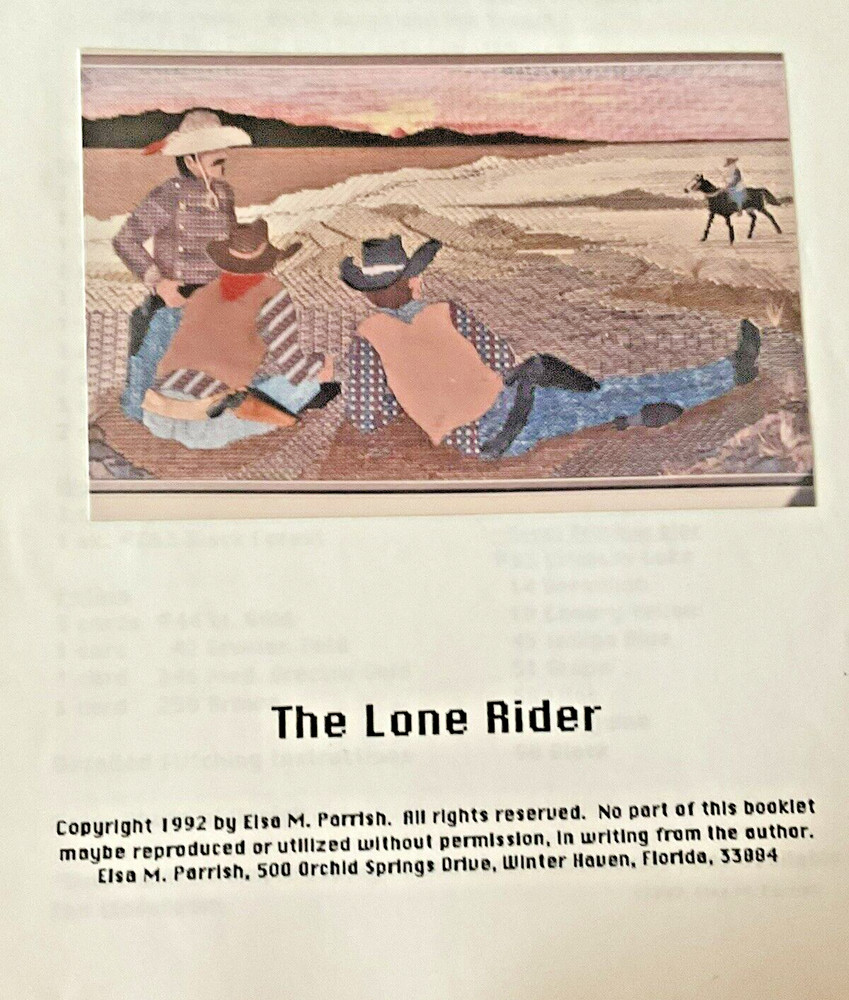 Elsa M Parrish Lone Rider Needlepoint Kit 18 Ct Canvas Some Stitching Started
