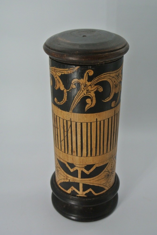 Vintage Carved Indonesian Bamboo Lime Container