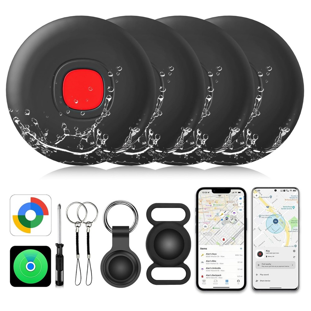 (4-pack) Air Tracker Tags for Android or iOS, Dual System Smart Bluetooth Tags