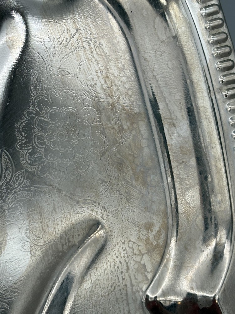 Vintage Silver Plated Meat Tray Oval Footed Tree of Life 18" Platter