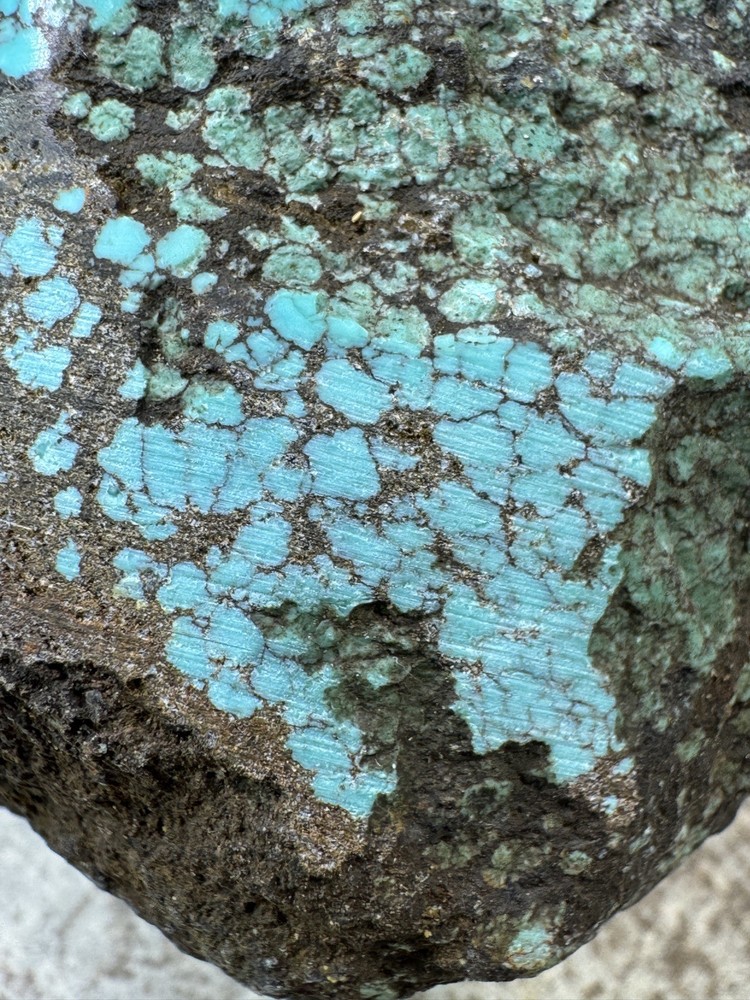 Hubei turquoise rough , solid spiderwebs nuggets in blue