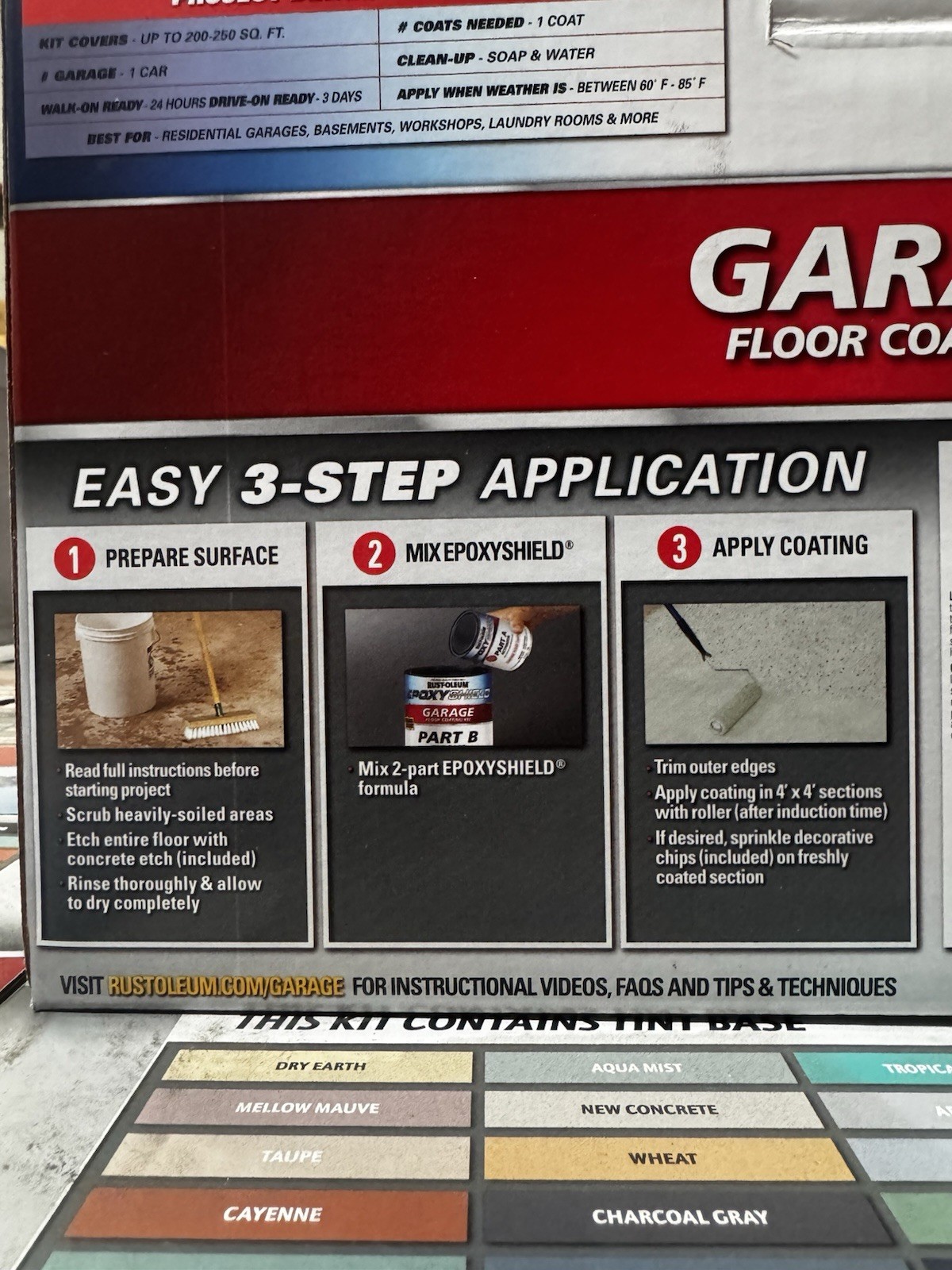 Rust-Oleum EPOXYSHIELD Gloss Garage Floor Coating Kit, Tint Base, 120 Oz