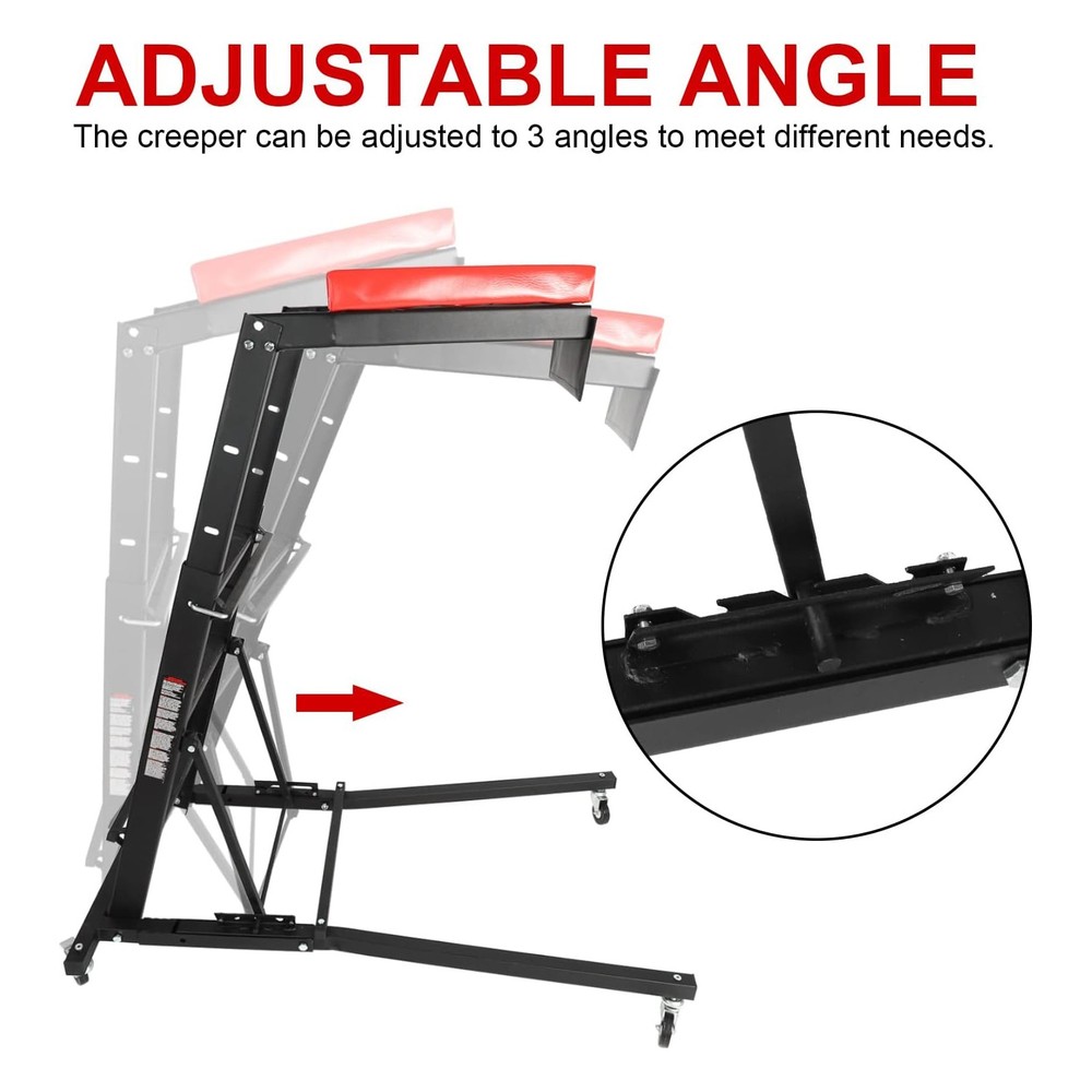 45 to 66 in Adjustable Height Foldable Automotive Engine Topside Rolling Creeper