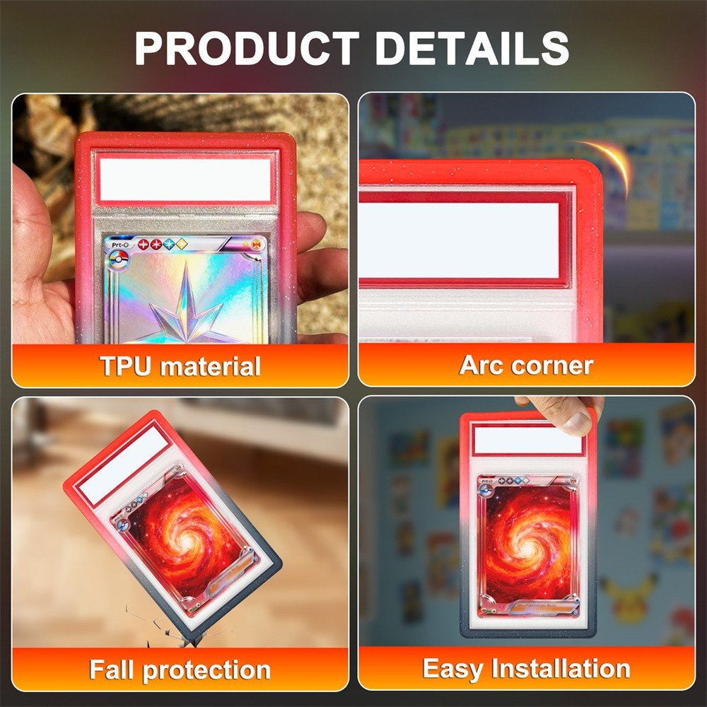 6PCS Gradient Slab Bumper Guard Protector Skin Stackable For PSA Graded Card