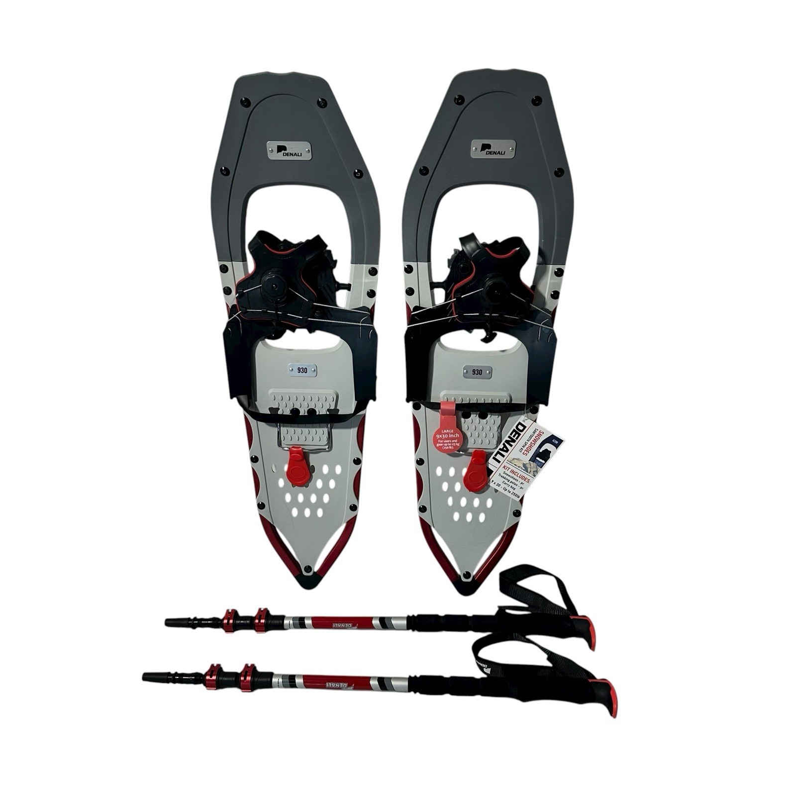 Denali Sawtooth Spin Snowshoes 9x30 | Winter Hiking Set w/ Poles & Bag 250 lb