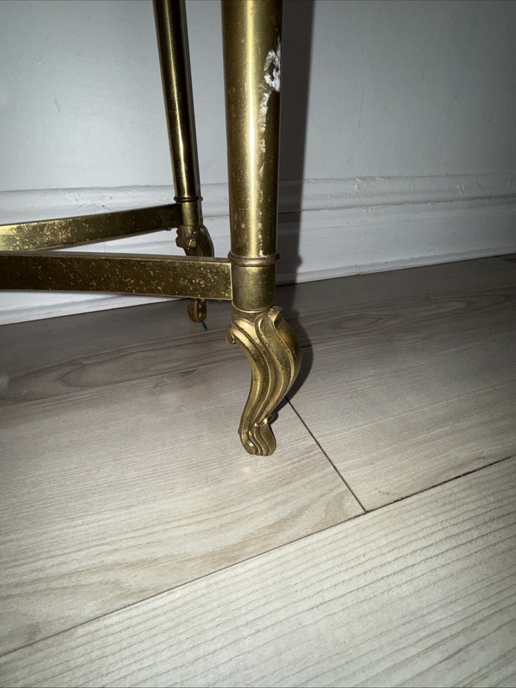 Solid Brass Beveled Glass Top Console Sofa Dressing Vanity Table