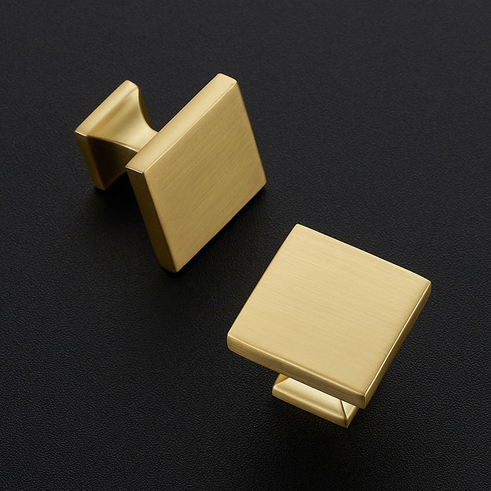 Home Expert 15 Pack Brushed Gold Cabinet Knobs Hardware Square Drawer Pulls Kitc