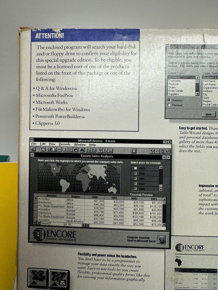 VINTAGE 1994 NOS Microsoft Office Access Version 2.0 Database Management System