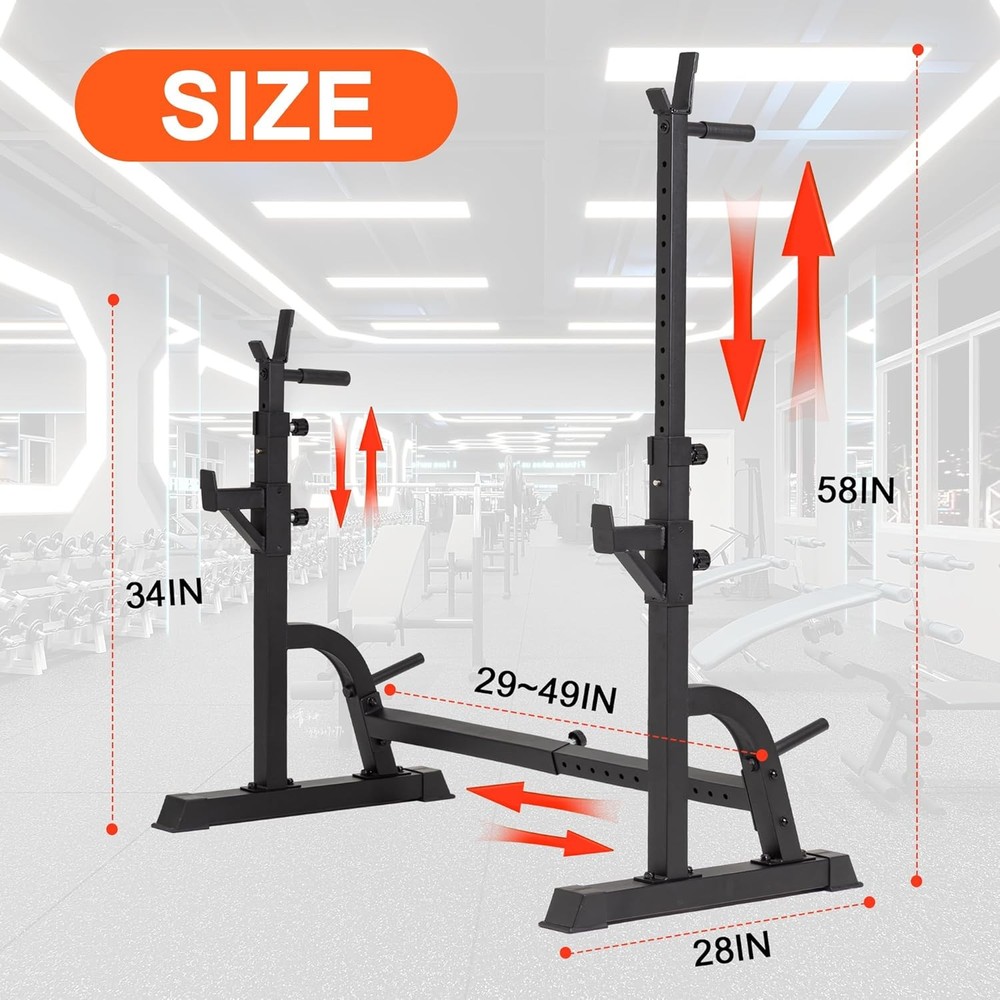 49IN Rack For Bench Press Stand ,Barbell Rack Stand Adjustable Multi-Functional