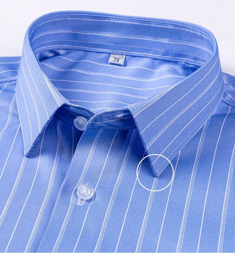 Mens Dress Shirts Formal Business Long Sleeves Striped Elastic Non Iron Shirts