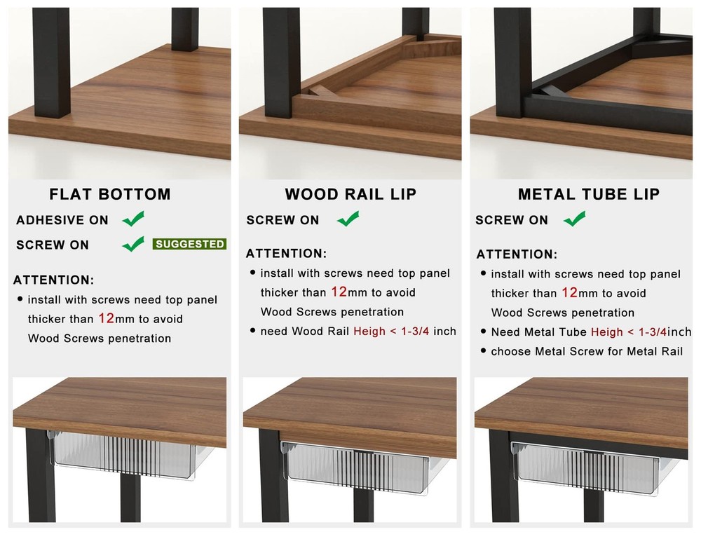 Under Desk Drawers for Organization, Pull Slide out Drawer Underneath Table W...
