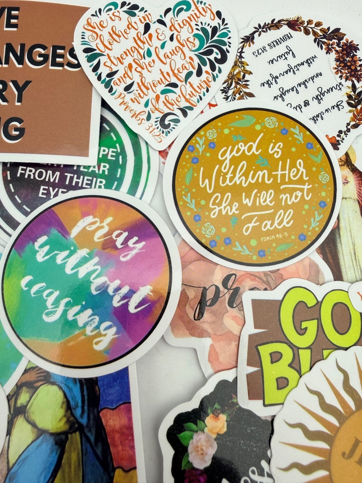 20 Stickers Christian Faith God Jesus Motivational Designs Journals Laptops Gift