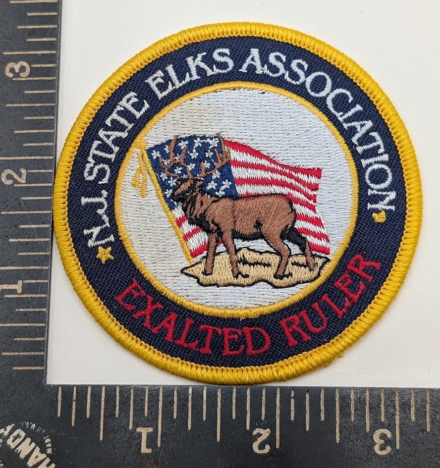NJ State Elks Association Exalted Ruler Patch American Flag Elk Fraternal Order