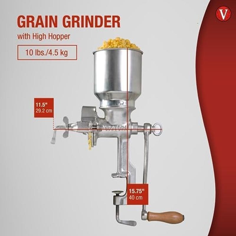 Manual Grain Grinder Cast Iron Construction Adjustable Coarseness Kitchen Tool