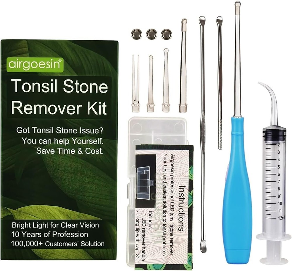 Upgraded Tonsil Stone Remover Tool, Blue, 5 Tips, Tonsillolith Pick Case + 1 ...
