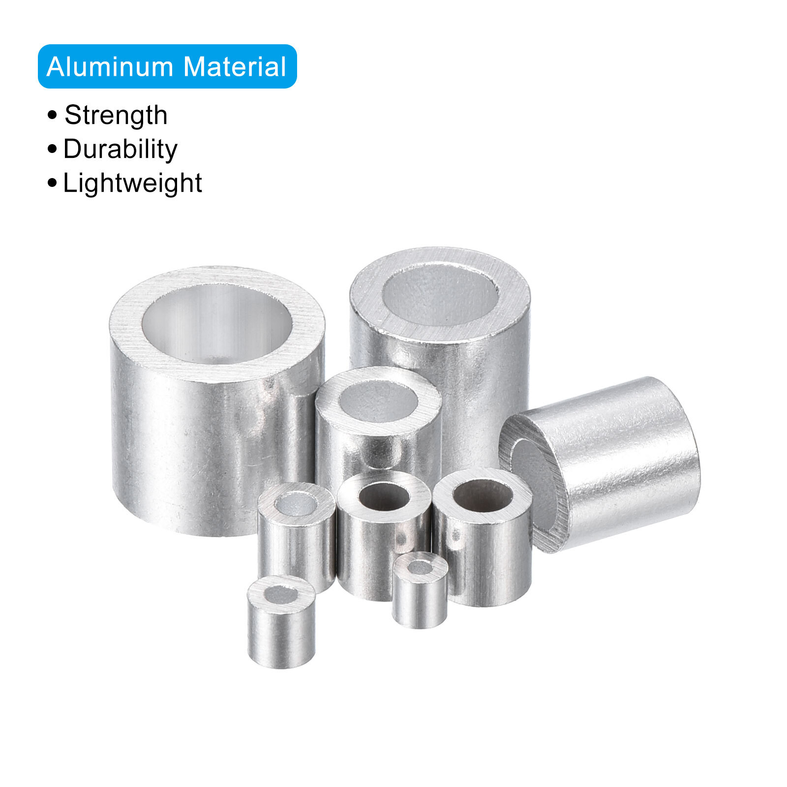 220pcs Aluminum Crimping Wire Rope Stop Sleeve 9 Size 3/64"-5/16" Round Ferrule