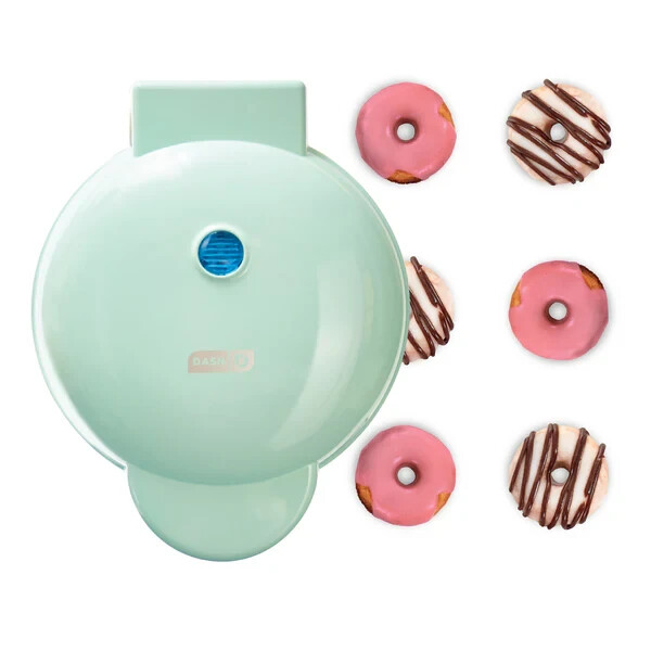 🍩 Dash Express Mini Donut Maker – Aqua – 7-Cavity Nonstick Doughnut Maker-NEW!