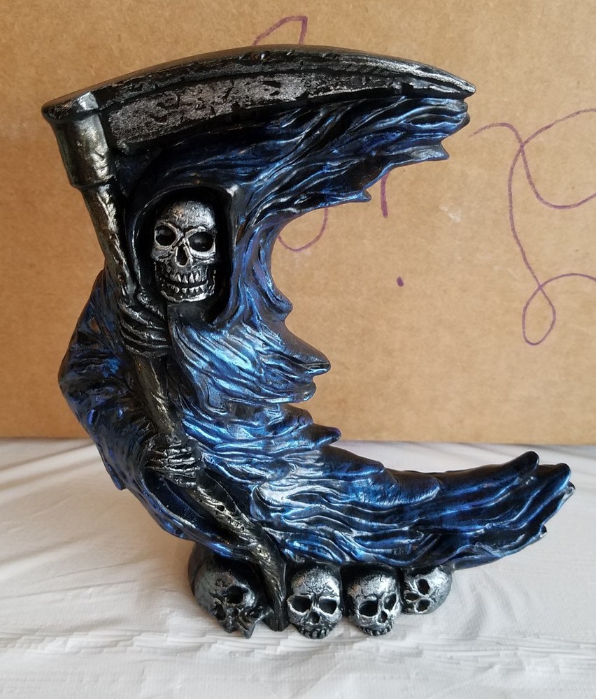 Crescent Shaped Grim Reaper Unpainted Ceramic Bisque