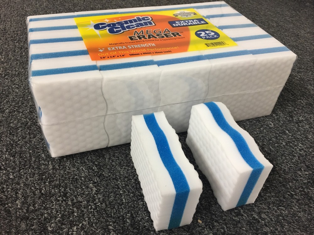 Cosmic Clean Mega Eraser Extra Durable Compressed 25 Pack Melamine Sponge