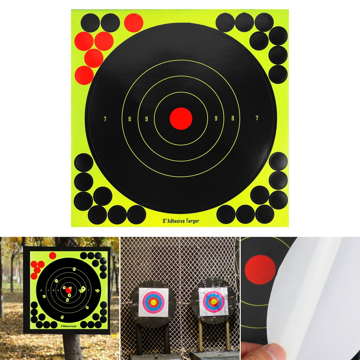 50/100 Pack 8" Shooting Targets - Reactive Splatter Paper for Rifle/Gun Practice