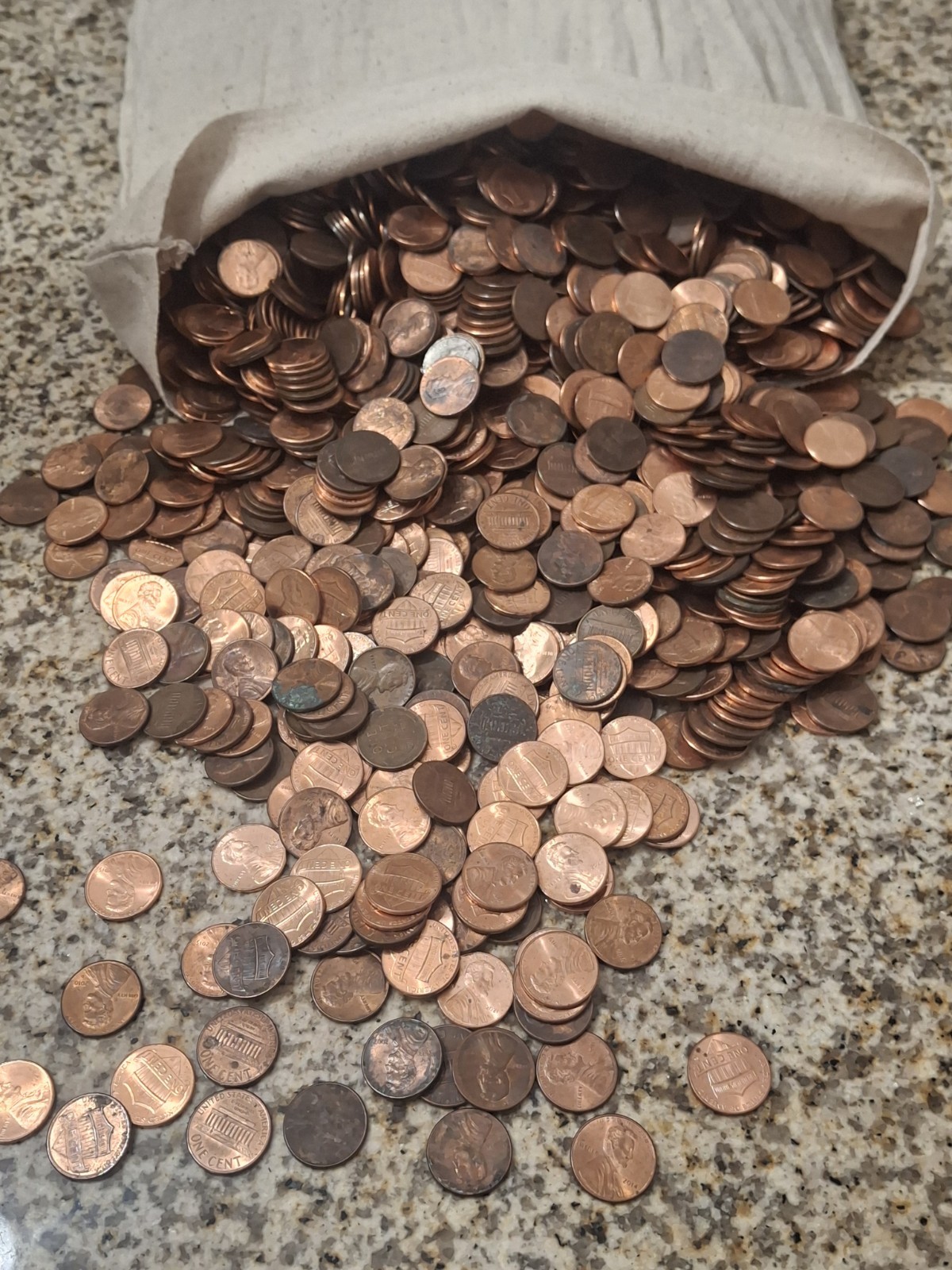 Lot of 1000 ($10) 1C Unsearched Pennies Coin Grab Bag Various Mints & Dates