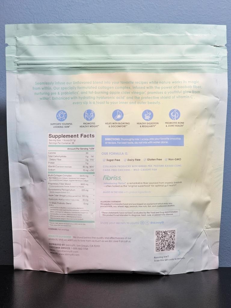 Skinny Fit Super Youth UNFLAVORED Multi-Collagen Peptides 30 Servings Exp 4/2027
