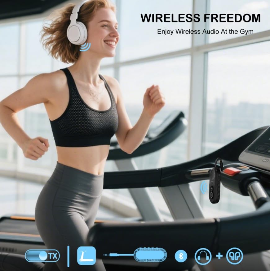 Bluetooth 5.4 Transmitter Receiver, 2 in One Airplane Audio Adapter with Low