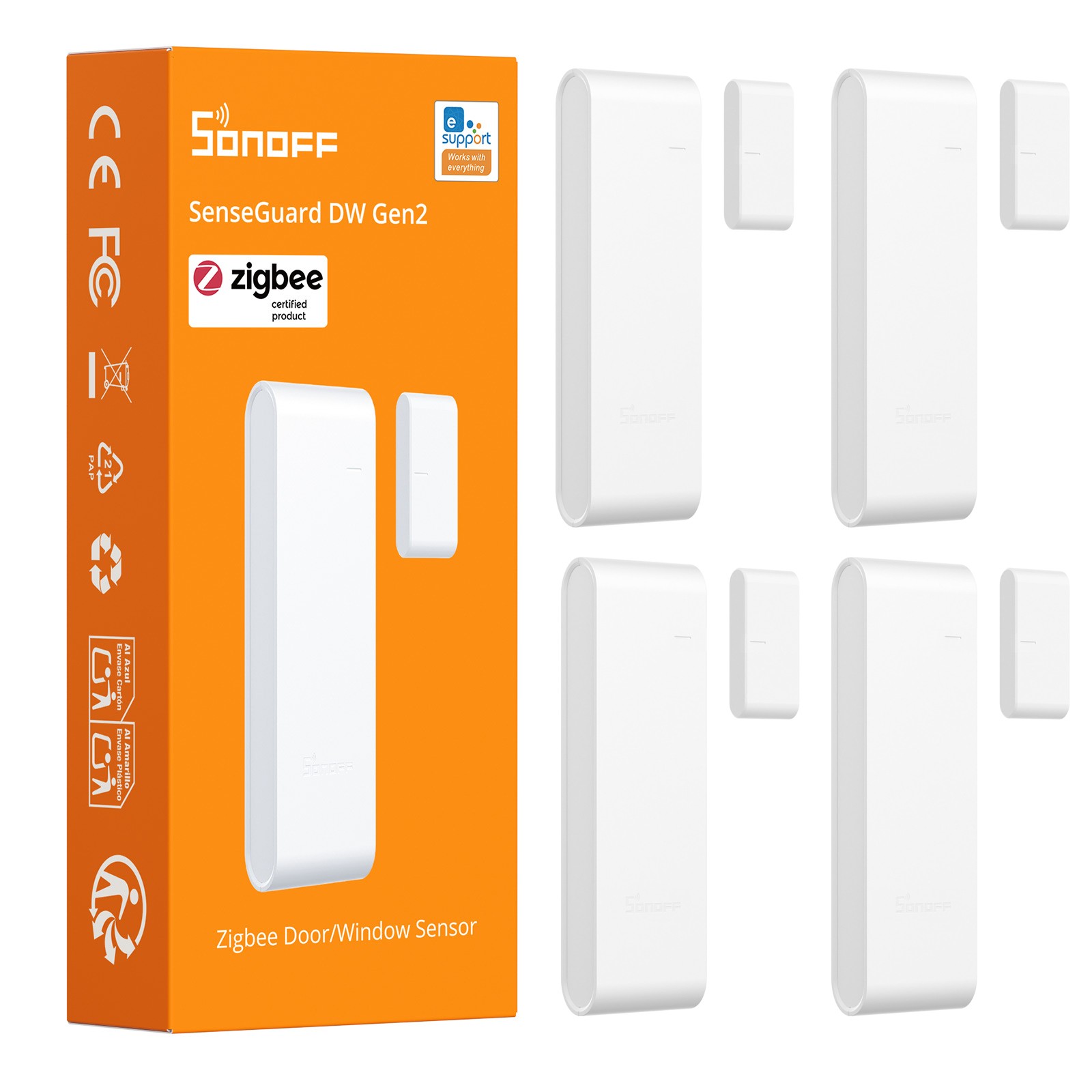 4PCS SONOFF Zigbee Wireless Door Window Sensor, Door Contact,Smart Home Security