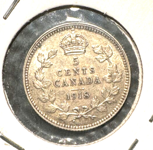 Canada 1918 5 cents KM 22 AU