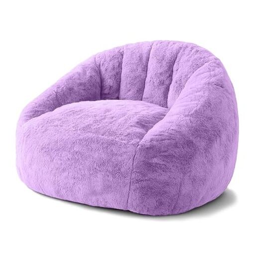 Bean Bag Chair, Shell-Shaped Bean Bag Couch for Adults, Giant Bean Sofa Purple