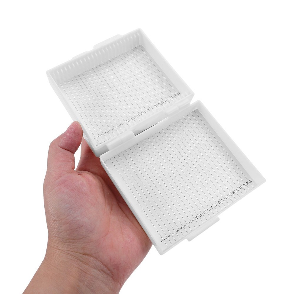 Plastic Slide Storage Box: 25 Slots Laboratory Microscope Slide Holder -