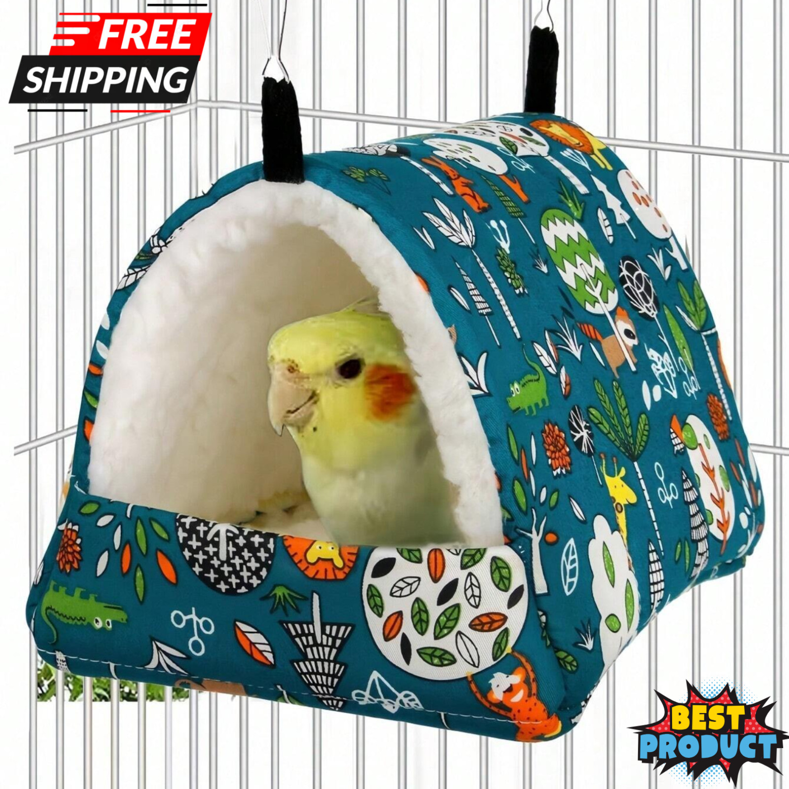 Birds Cave Pet Nest Plush Cage Sleeping Warm Bed Parrot Hammock Cozy Bird House