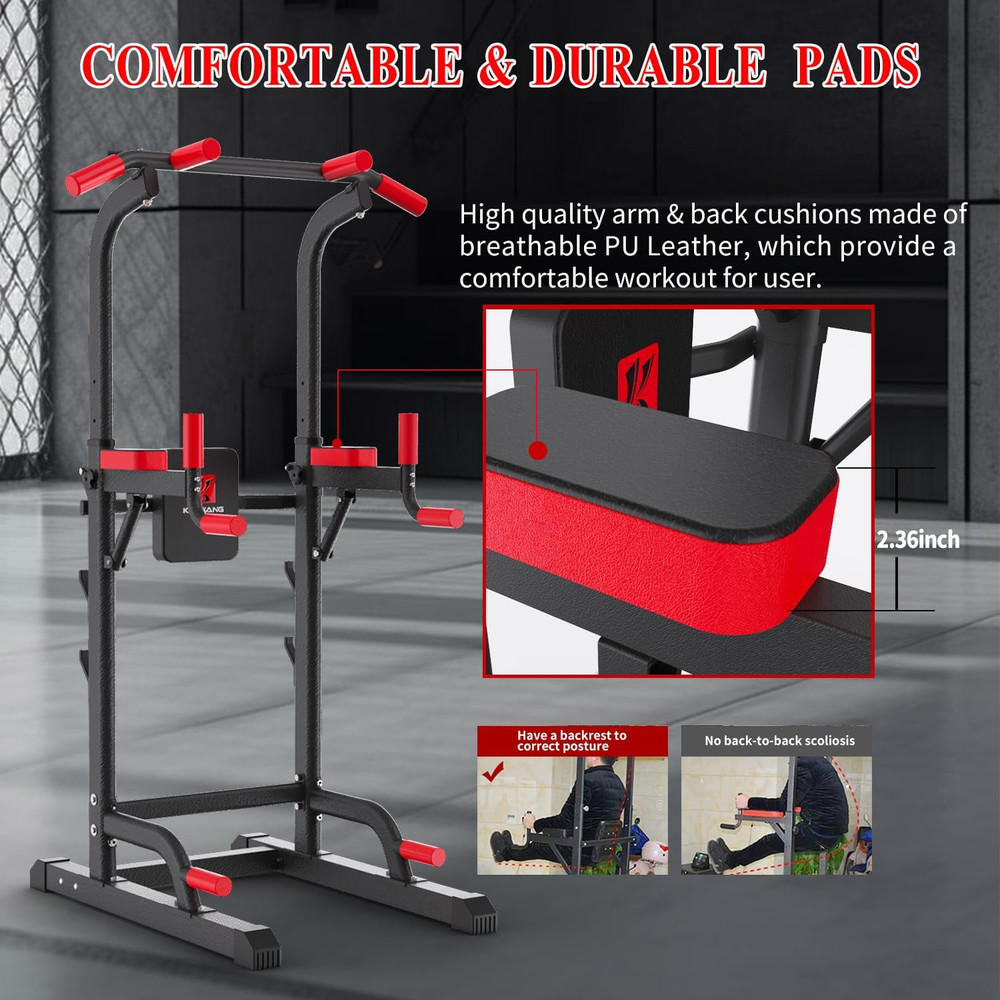 Power Tower Dip Station, Pull up Bar Station & Multi-Function Gym Equipment for