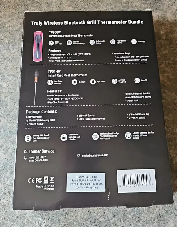 Temp Spike ThermoPro Truly Wireless Bluetooth Grill Smoking Thermometer Bundle