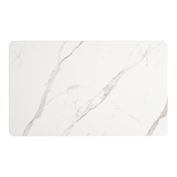36" x 60" Rectangular Restaurant Table Top with White Marble Laminate Top Finish