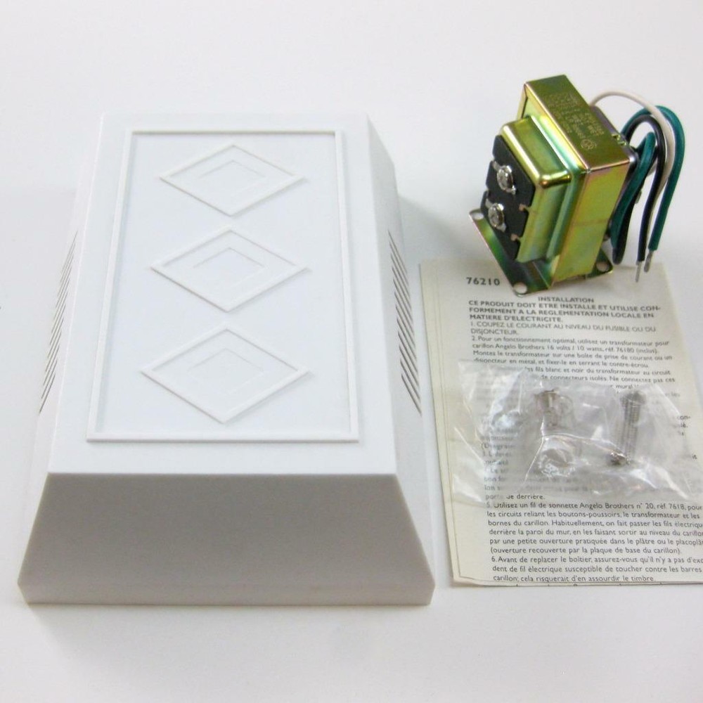 Angelo 76210 Builders White Door Chime Kit, Lighted Button, includes Transformer