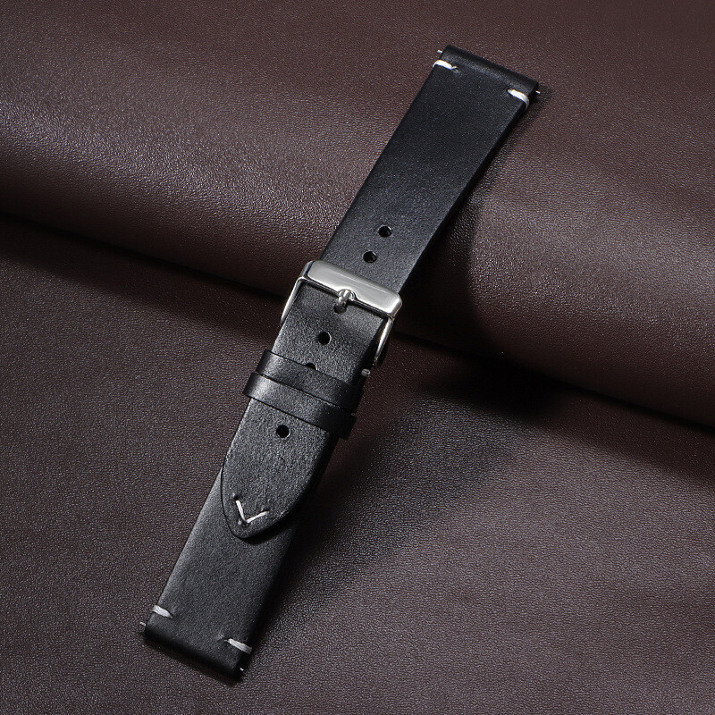 Vintage Oil Waxed Cowhide Watch Strap Quick Release genuine Leather band 18-24mm