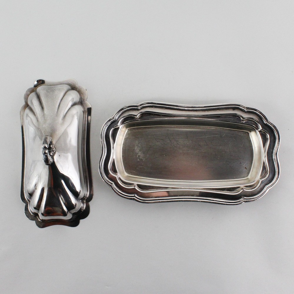 Vintage Oneida Silver Plate Cube Butter Dish No Glass Liner