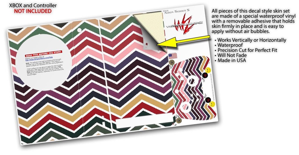 Skin Wrap for XBOX Series S Console Controller Zig Zag Colors 02