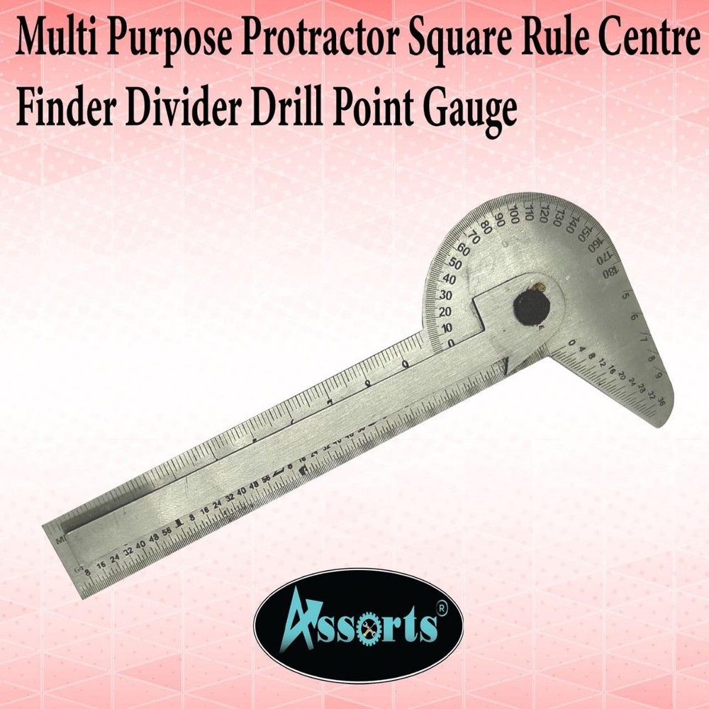 Multi Purpose Protractor Square Rule Centre Finder Divider Drill Point Gauge