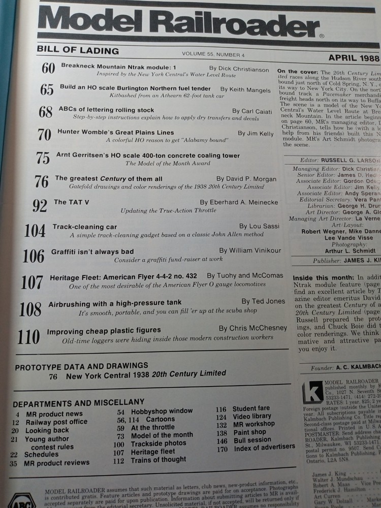 Model Railroader Magazine (April, 1988)