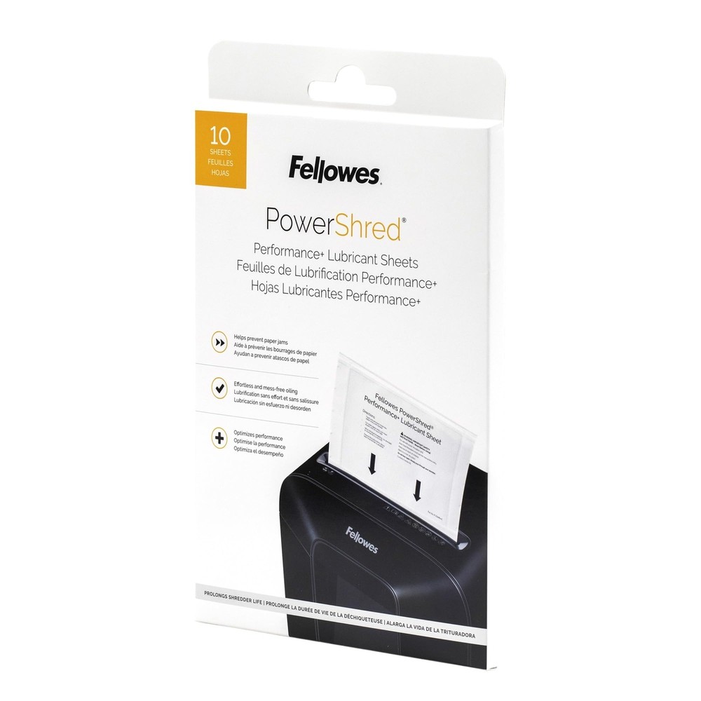 Fellowes Performance Shredder Lubricant Sheets 10 Pack for Smooth Operation