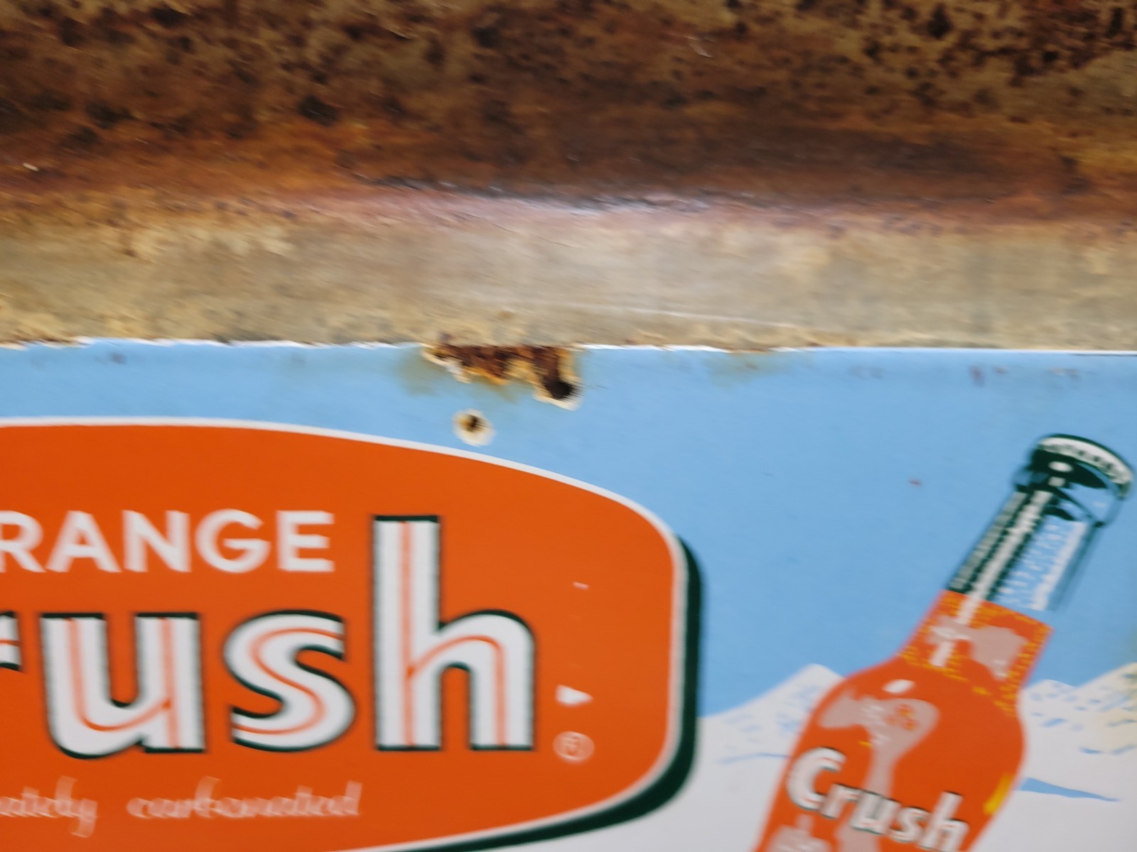 VINTAGE ORANGE CRUSH PORCELAIN SIGN OLD COLA SODA POP DRINK BEVERAGE BOTTLE SHOP