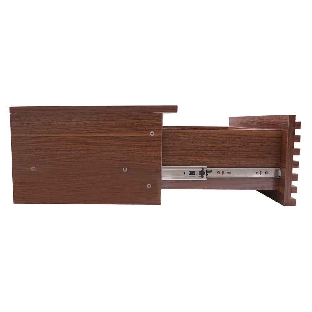 Brown/Black Wall-Mounted PC Table Floating Computer Desk W/ 2 Drawer 120lbs Load