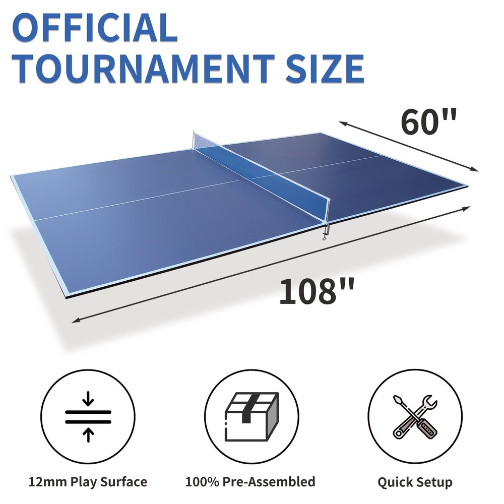 9ft Foldable Ping Pong Conversion Top – Portable Indoor Game Table