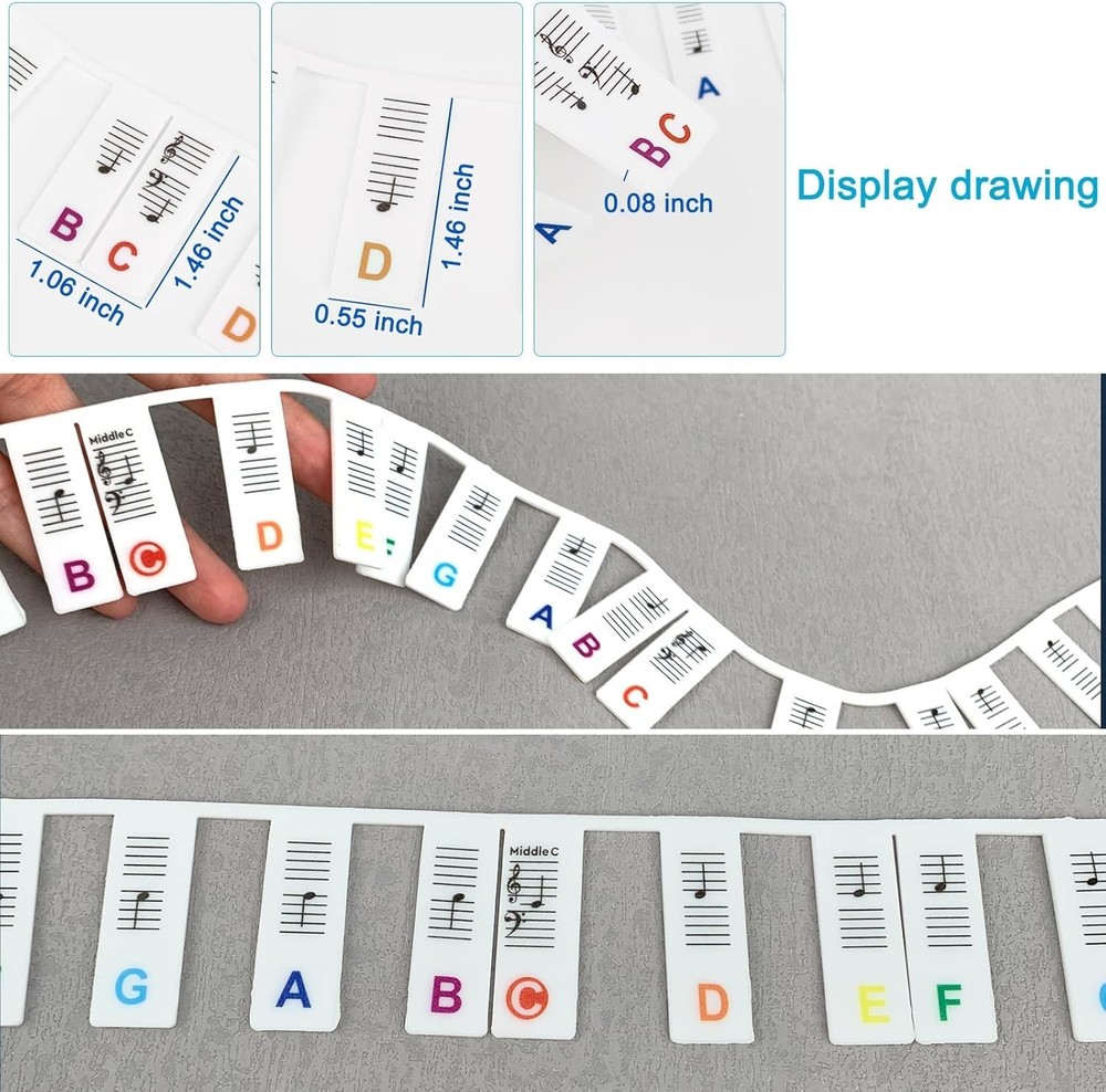 Removable Piano Keyboard Note Labels, 88 Keys for Beginners Note Guides, Made