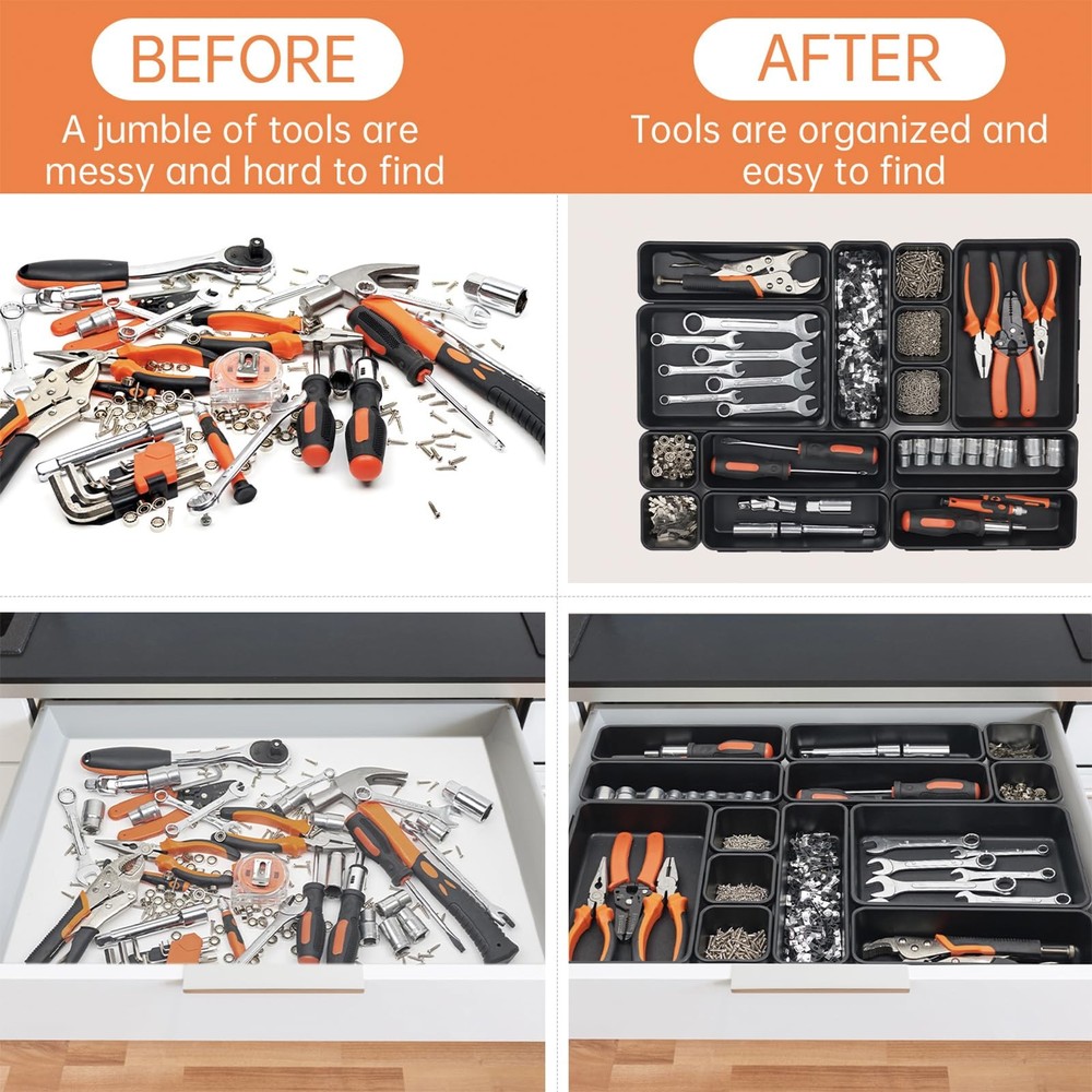 45 Pack Tool Box Organizer Tray Divider Desk Drawer Storage Cabinet Workbench