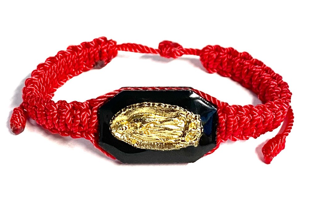 Our Lady Guadalupe Reversible Corded Adjustable Red Bracelet Virgen Pulsera